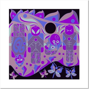 purple aztec alien brick in soccer toy ecopop Posters and Art